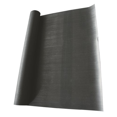 Rubber-Cal Fine Rib Corrugated Rubber Floor Mat - 1/8" x 4 ft x 2.5 ft Black - size: 30"L x 48"W x 0.1"Th