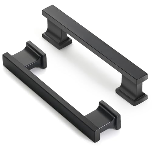 Matte Black Kitchen Square Cabinet Handles 3.75 Inch 10 Pack - color: Matte Black, size: 3.75"/96MM Hole Center