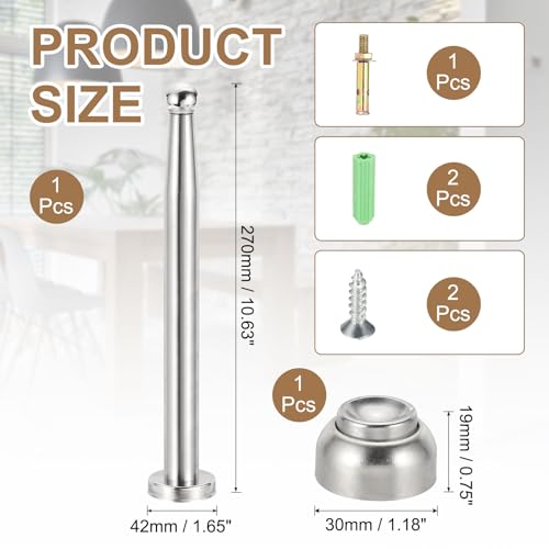 uxcell 10.6" Magnetic Door Stoppers, Wall Floor Mounted Magnetic Door Catch Holder, Stainless Steel Door Stops for Bedroom, Bathroom, Kitchen, Office, Silver - size: 10.6"