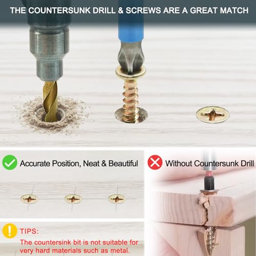 420PCS Flat Head Phillips Wood Screws Assortment Kit, Zinc Coated Carbon Steel Self-Tapping Screw with Adjustable Wood Countersink (ZC1022 Mix) - size: ZC1022 Mix