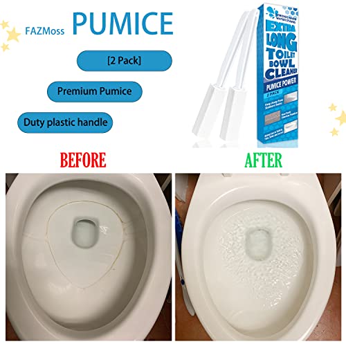 2 Pack Pumice Stone for Toilet Cleaning, Extra Long Handle for Removing Bowl Ring, Pool, Bathroom, Toilet Brush (White) - color: White