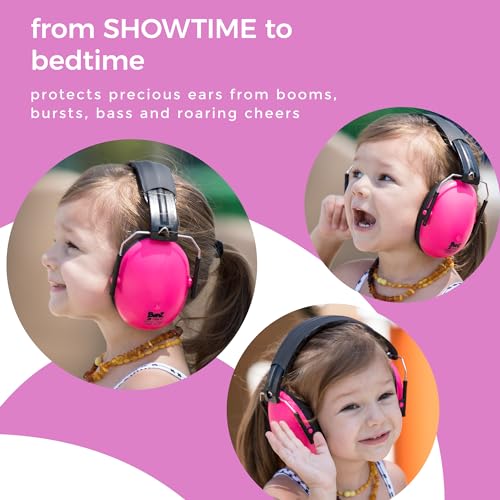 BANZ Kidz Earmuffs 2 Years & Older - Loud Noise Cancelling, Size Adjustable - color: Petal Pink