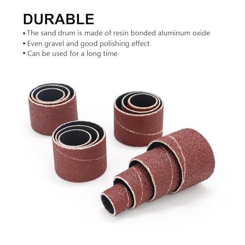 1”Long Sanding Drums and Sleeves Set with 1/4”Shank for Drill, for Sanding Smoothing Shaping Polishing Groove Fiberglass Wood,80 and 120 Grit-20pack - size: Length: 1''(sanding drums & sleeves)