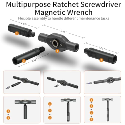 2026 New Tools 24 in 1 Magnetic Ratchet Screwdriver Set, Multi Bit DIY Magnetic Screwdriver Set with Detachable Ratchet Handle, Portable Precision Repair Tool Kit for Furniture, Electronics, Bicycle - size: 24 in 1