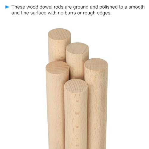 PATIKIL 3/4 x 4 Inch Dowel Rods Wood Sticks Unfinished Round Dowels 10pcs - size: 3/4"x4"