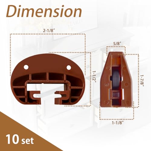 XTPTFABS 10Pcs Drawer Guide Repair Kit with Screws,Reinforced Brown Plastic