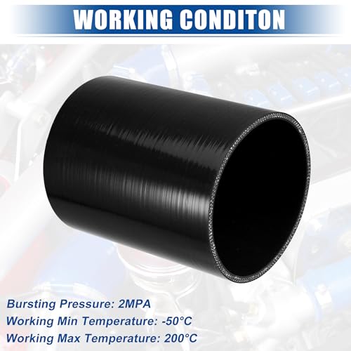 uxcell 4.5" ID 6" Length 4-Ply Reinforced High Temp Straight Coupler Silicone Reducer Hose Black for Car Intercooler Intake Piping Straight Silicone Hose - size: 4.5" ID