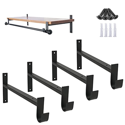 AddGrace Closet Rod Bracket Heavy Duty Shelf Brackets Black 12 Inch 4 Pack - color: Black 4pcs, size: 12 Inch