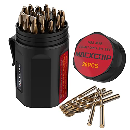 29Pcs(1/16"-1/2") Cobalt Drill Bit Set M35 HSS Jobber Length - size: 29pcs (Plastic Box), 1/16"-1/2"