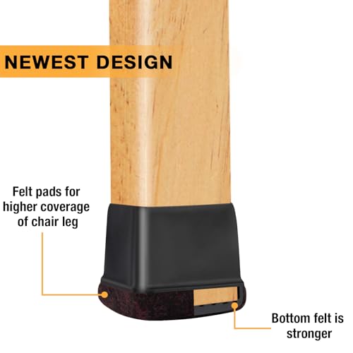 16 Pcs Square Chair Leg Floor Protectors for Hardwood Floors - size: M - 16 Pcs - Black