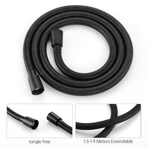 KES Brass Handheld Shower Head, Matte Black, Wall Mount, with Hose & Holder - color: Matte Black
