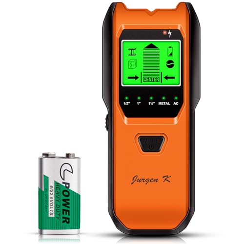 Stud Finder Wall Scanner, 5 in 1 Multifunction Stud Locator with Smart Sensor, HD LCD Display and Audio Alarm for The Center & Edge of Metal, Studs, AC Wire, and Pipe Detection (Tropical Orange) - color: Tropical Orange