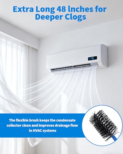 2 PCS Condensate Trap Flexible Drain Brush, 48 Inch Drain Line Cleaning Brush, Condensate Traps Clean for Condensate P-Trap and HVAC Systems - style: 2 PCS 48 In