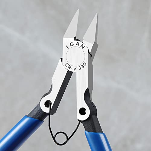IGAN-330 Flush Cutters, Precision Wire Cutter, Flush Pliers, Wire Snips, Electrical Cutters, Sprue, Side & Small Wire Nippers, Diagonal Cut Snips, Ideal for Electronics & Precision Cutting Needs - size: 5''x1
