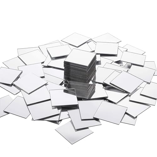 200 Pcs 1 Inch Mini Square Mirror Tiles Adhesive Small Craft Mirrors Acrylic Mirror Wall Stickers for Home Wall Table Decor Crafts DIY Projects