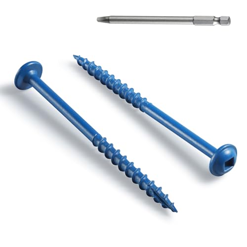 Pocket Hole Screws 2 1/2 Inch, 300Pcs, Anti-Rust Blue Coated Pocket Screws #8 x 2-1/2", Exterior Wood Screws, Coarse Thread, Washer Head Square Drive, Self-Tapping Tip, with Drive Bit - size: #8 x 2-1/2"