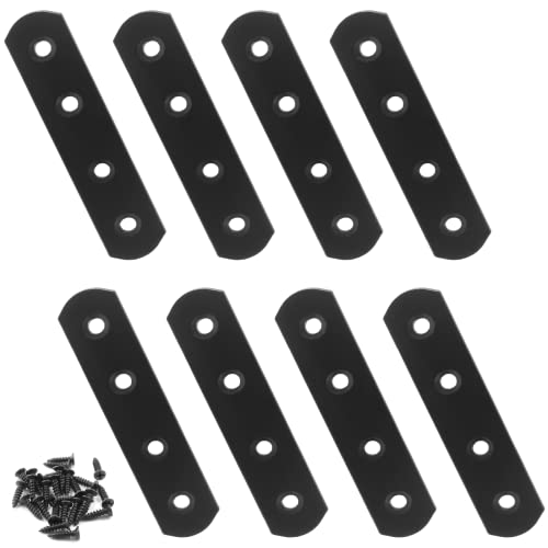 Jiozermi 8 Pcs Straight Brace, 3.9" x 0.8", Stainless Steel,Black - size: Black, 3.9” x 0.8”, 8 Pcs