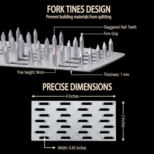 100 Pcs Truss Plates 2x4 Inch, Pronged Galvanized Steel Mending Plates - size: 2×4inch 100pcs