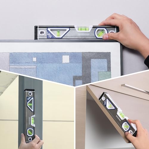 WORKPRO 10 Inch Small Torpedo Level, Aluminum Frame with V-Groove