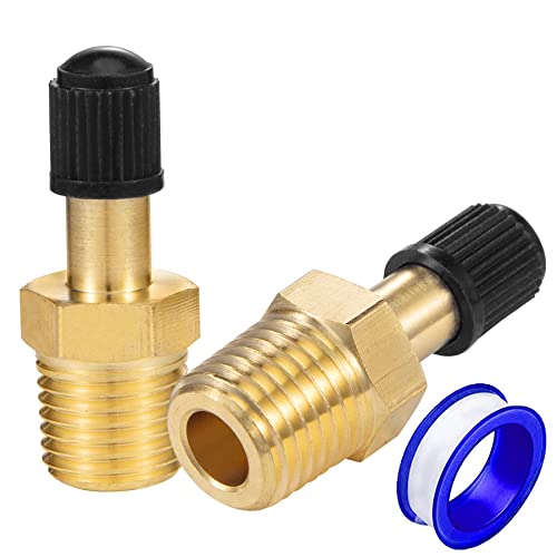 1/4" Inflation Schrader Valve with Push to Connect for 1/4" OD Air Line Tubing and Air Spring Suspension for Semi Truck Trailer Tractor - size: 2PCS 1/4" NPT Tank Valve