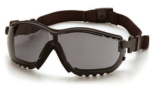 Pyramex V2G Safety Glasses, Black Frame/Amber Anti-Fog Lens - color: Black Frame/Gray Anti-fog Lens