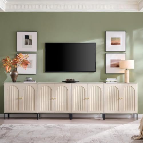 IFGET 123.5" W Modern Arched Sideboard Buffet Cabinet with Storage, Cream - color: Cream, size: 4 Pieces