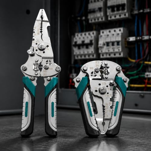 Multifunctional Foldable Automatic Wire Stripper and Cutter, Portable Crimping Tool for and Stripping tools & home improvement - color: Green