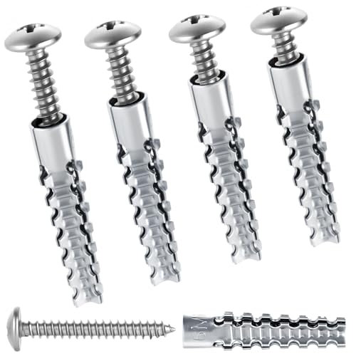 EasyAcc 4 Pack Heavy Duty Hollow Wall Anchors with Screws, Ideal for Installation of Space Bathroom Heaters, Loose Hinge Hole Repair Kits, Concrete Wall, Hollow-Wall, Wooden Wall (6x32mm)