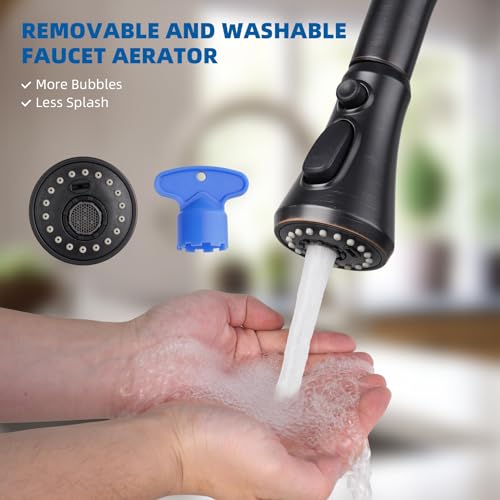 Hibbent NSF/ANSI/CAN 61 & 372 Certified Pull Down Kitchen Faucet Head - color: Oil Rubbed Bronze, style: 1.8 Gallon Per Minute