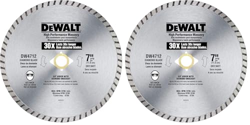 DEWALT Diamond Blade for Masonry, High Performance, 7-Inch (DW4712B) (Pack of 2) - size: 7-Inch (Pack of 2)
