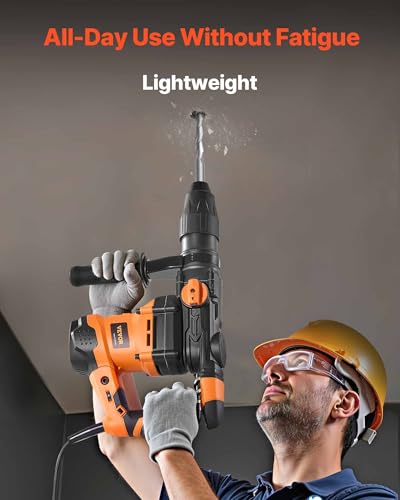 VEVOR 1-9/16 Inch SDS-Max Rotary Hammer Drill, 13Amp Corded Drills, Heavy Duty Chipping Hammers w/Vibration Control & Safety Clutch, Electric Demolition Hammers Variable Speed, Power Tool For Concrete - size: 1-9/16 in