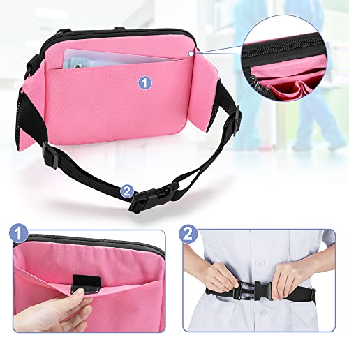 Damero Nurse Fanny Pack with Multi-Compartment and Tape Holder, Pink - color: Pink