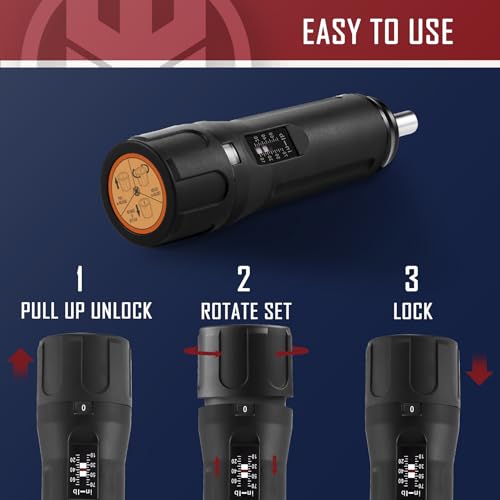KNINE OUTDOORS Torque Screwdriver Wrench Driver Set 10-70 Inch Pounds lbs for Maintenance with T-bar Handle, 40 Hex Bits, 1/4" Socket, Shaft Extension, For Tools, Bike Repairing and Mounting (Black) - color: Black
