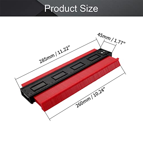 Utoolmart 10 Inch Profile Gauge Measure Ruler Contour Duplicator for Precise Measurement Tiling Laminate Wood Marking Tool Red 1pcs - size: 250mm Red