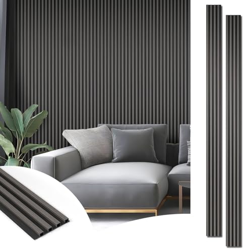 Art3d 96 x 6 Inch 3D Fluted Wood Textured Slat Wall Panels, 8-Pack, Grey - color: Grey, size: 96*6