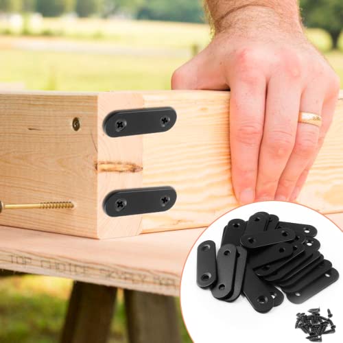 Jiozermi 24 Pcs Straight Brace, 2" x 0.6", Stainless Steel, Black - size: Black, 2” x 0.6”, 24 pcs