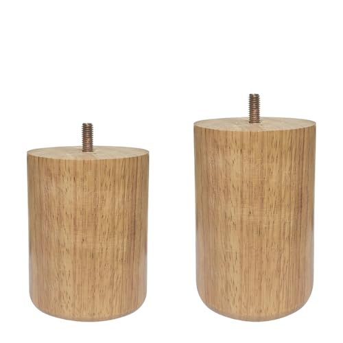 Wood Furniture Legs 4 inch Big Wooden Sofa Cabinet Couch Loveseat Feet Cylinder Style Furniture Legs for Sofa Bed DIY Replacement Feet Set of 4 (4 Inch) - size: 4 Inch