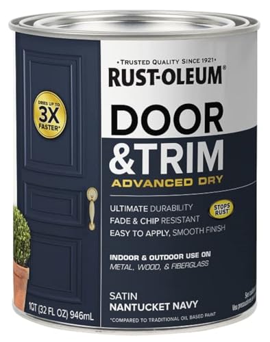 Rust-Oleum Stops Rust Door & Trim Paint, Satin Nantucket Navy - color: Satin Nantucket Navy