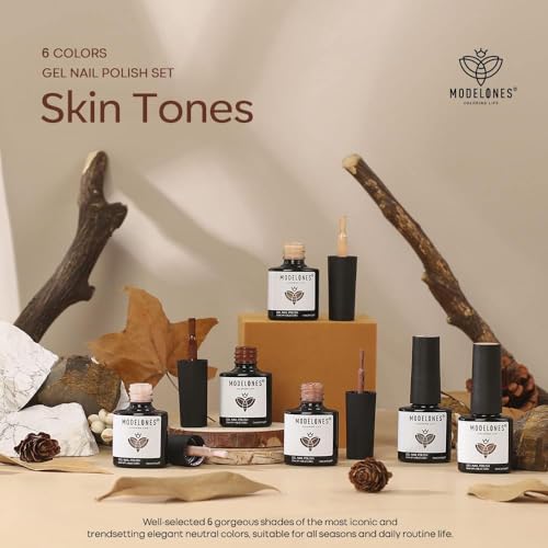 modelones Gel Nail Polish Set 6 Colors, Brown Nude Chocolate Glitter Black - color: A A1 Chocolate Cone