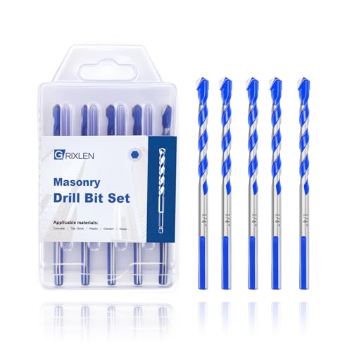 5 Pack 1/4" Masonry Drill Bit Set for Concrete,3 Flat Shank,4" Length - size: 1/4 inch（ 5 Pack ）, style: 3 Flat Shank