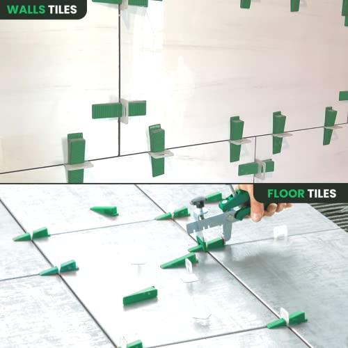 Tile Leveling System with 1 Plier, 300 Wedges, 300 1/16" Clips - Tile Spacer Leveling System Kit for Perfect Tile Installation - color: Tile Leveling Kit 1/16"
