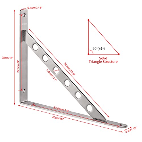 YUMORE 16 Inch Shelf Bracket, Heavy Duty L Bracket, 2 Pack - size: 16"(Soild)