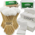 1700PCS gun cleaning supplies—1500PCS Gun Cleaning Patches +200PCS Gun Cleaning swabs,2"x2"Lint Free Gun Cleaning Rags,6"Long Cotton swabs for 9mm and All Caliber of Firearms.Gun Cleaning Kit - color: 1500Patches + 500Pointed Swabs