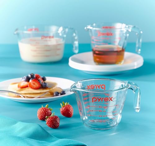 Pyrex Essentials (3-Pack) Glass Measuring Cups Set (1, 2 & 4 Cup)