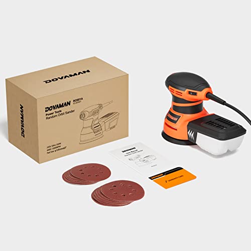 DOVAMAN Orbital Sander, Up to 13000 rpm, 3A Random Orbit Sander, - color: B-orange