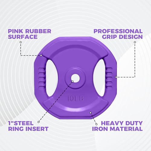 RitFit Adjustable Barbell Weight Set with Padded Bar for Home Gym - style: 60LB purple