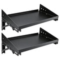 Folding Metal Floating Shelf, 17 x 10 Inch Wall Mounted Storage Rack with Lip — Holds 100LBs per Shelf, Space-Saving Foldable Design for Garage, Workshop, Kitchen & Office, Black (2 Pack)