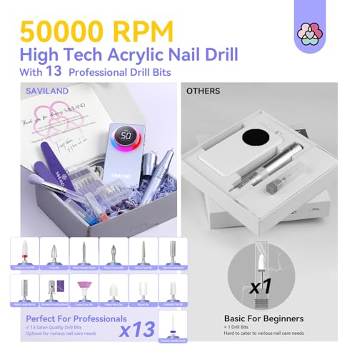 SAVILAND 50000RPM Electric Nail Drill Professional Fast Removal for Nails - color: A-purple