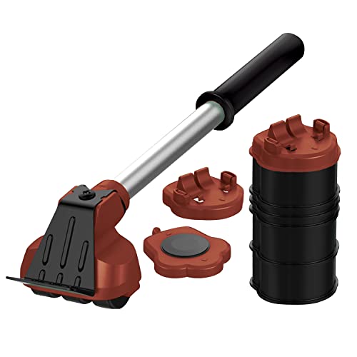 Heavy Duty Furniture Lifter with 4 Sliders for Easy and Safe Moving, Appliance Roller Suitable for Sofas, Couches and Refrigerators, Adjustable Height (Load Capacity: 660lbs Per Wheel) Brown - color: Brown