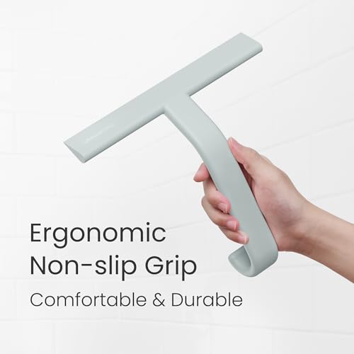 dancemoon JustHang Shower Squeegee with Built-in Hook, 10-Inch Sage Green - color: Sage Green